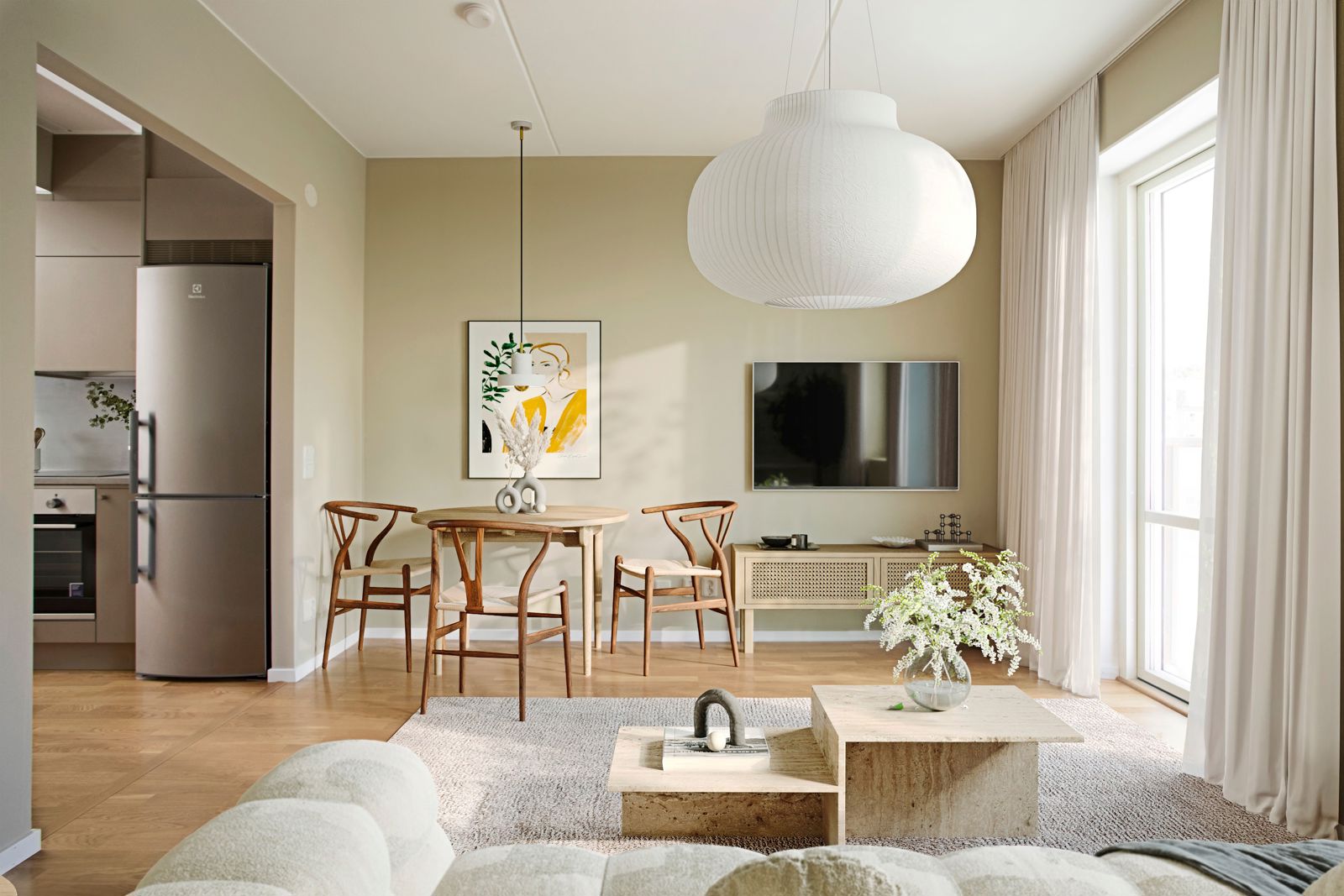 salon et salle à manger studio 32m2