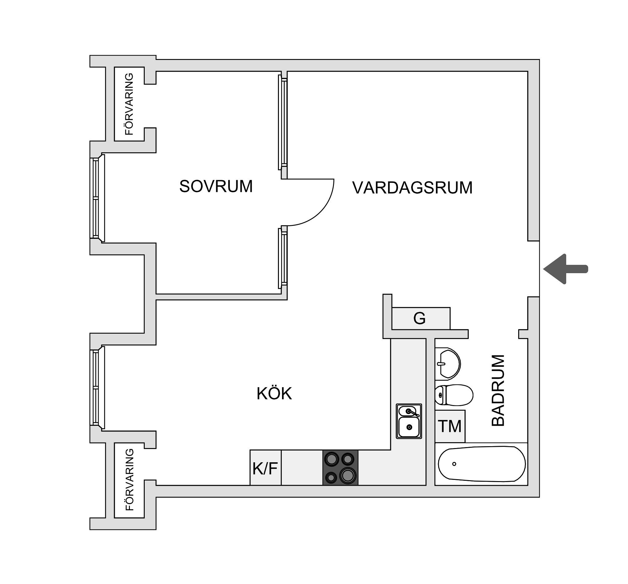 plan deux-pièces de 45m2 mansardé décoration scandinave