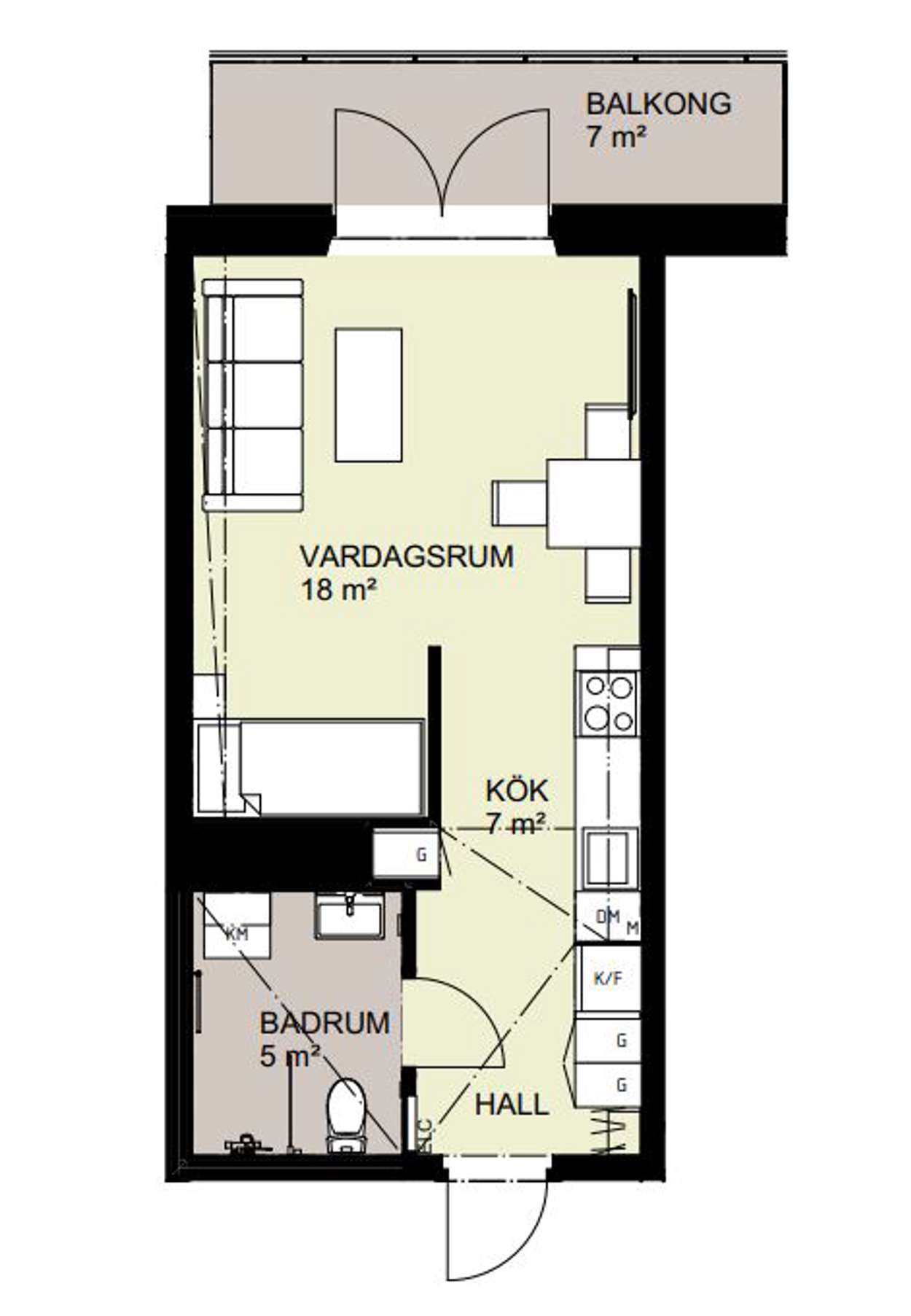 plan studio 32m2