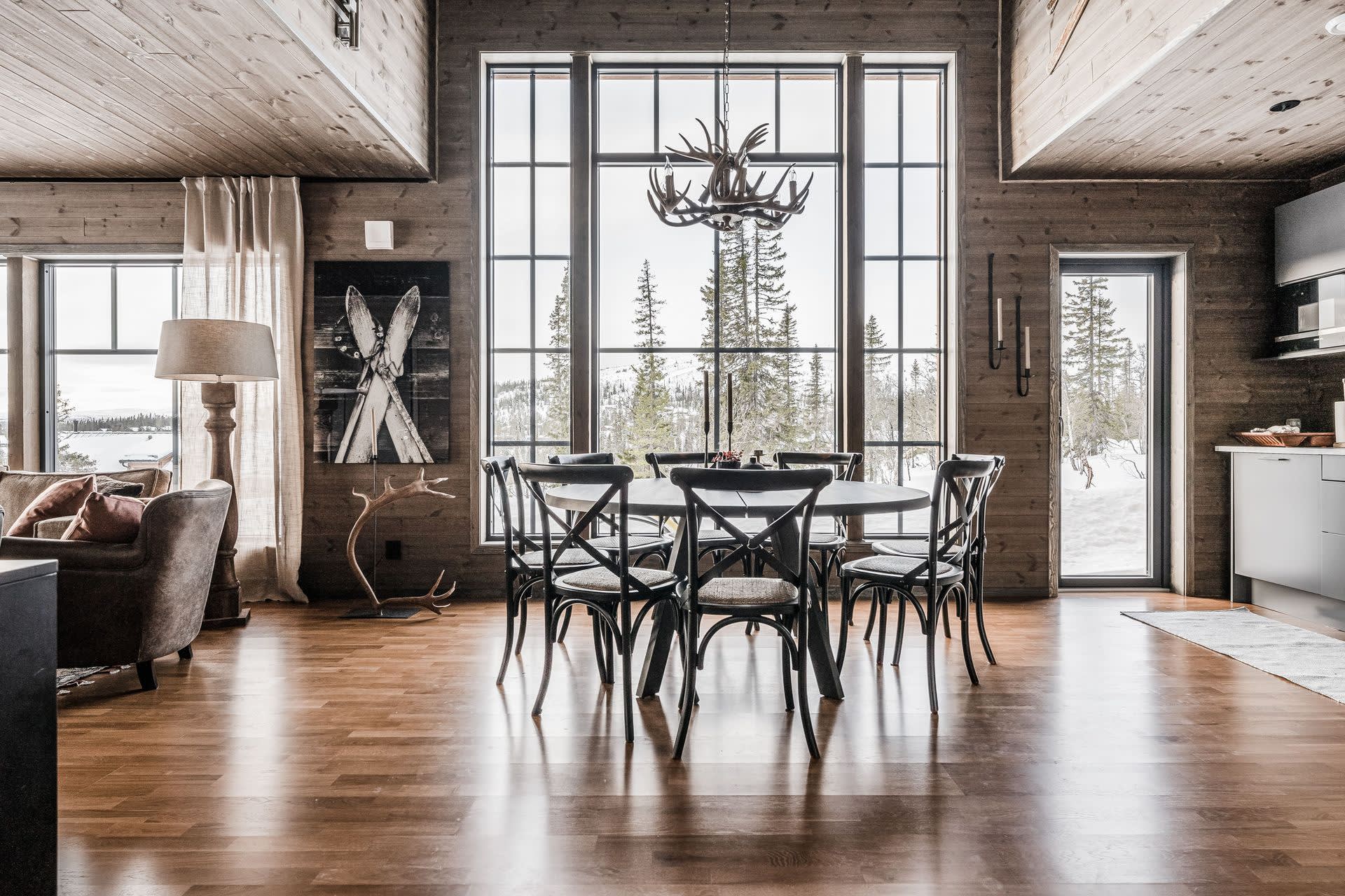 salon décoration chalet