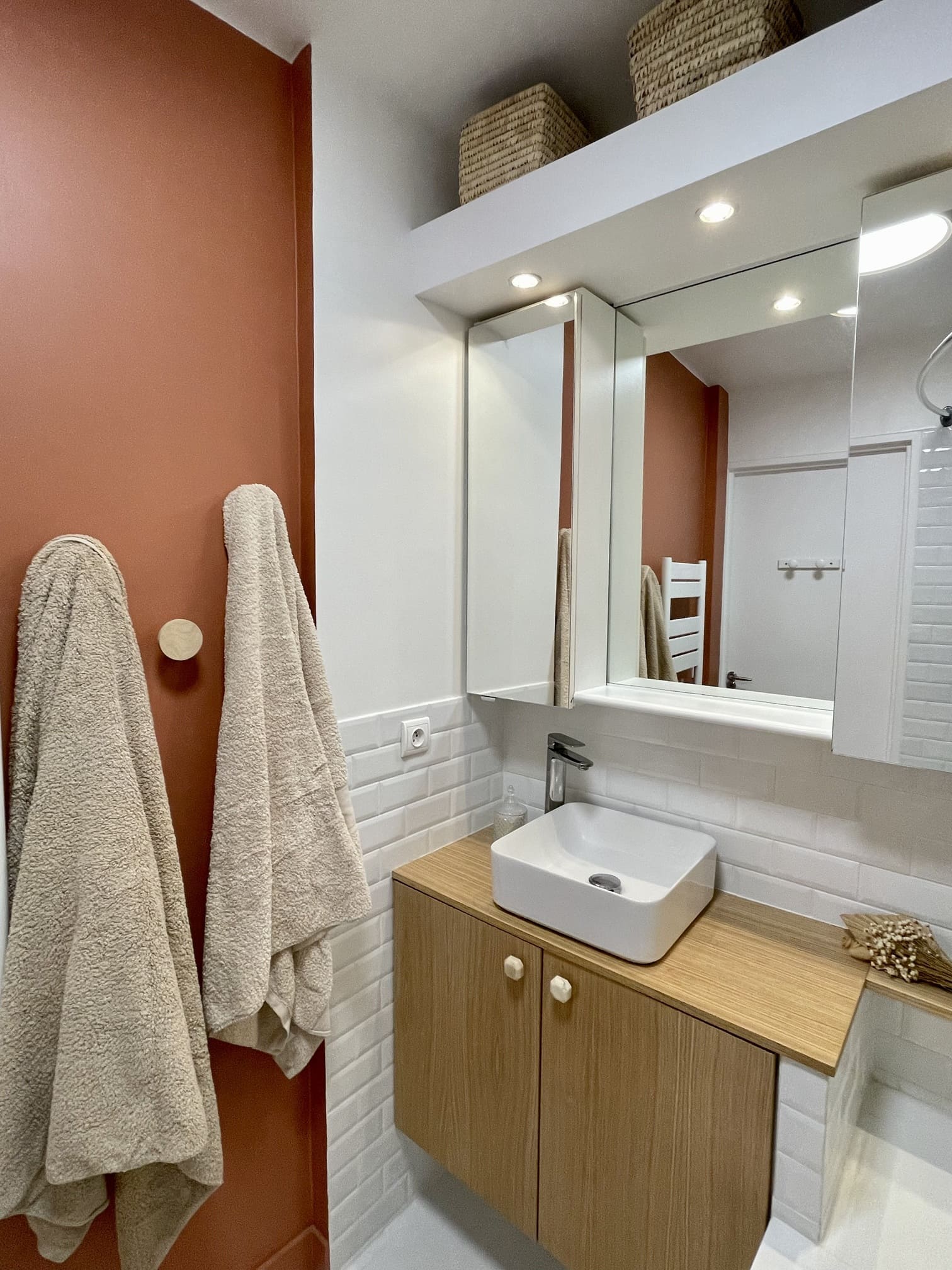 salle de bain mur terracotta  instagram https://www.instagram.com/charlotte_gille/