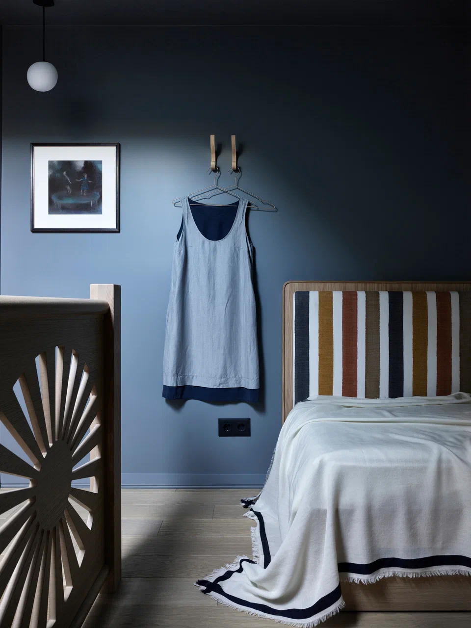 chambre décoration vintage bleue