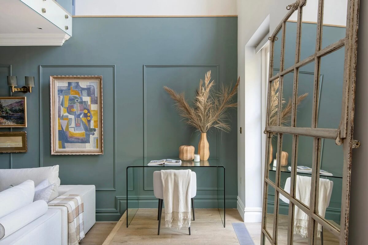 salon bleu appartement en triplex moderne