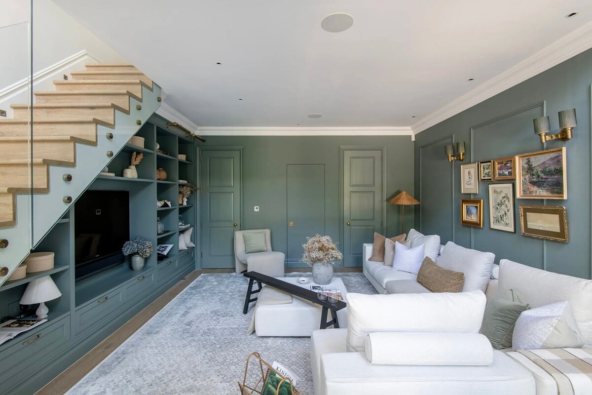 salon bleu appartement en triplex moderne