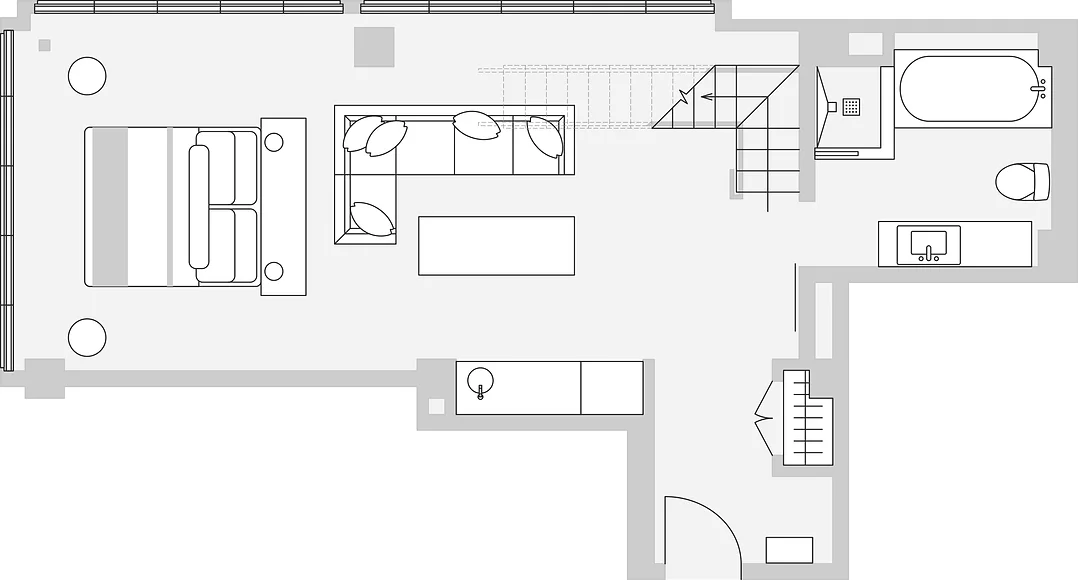 plan petit loft de 60m2 à Brooklyn