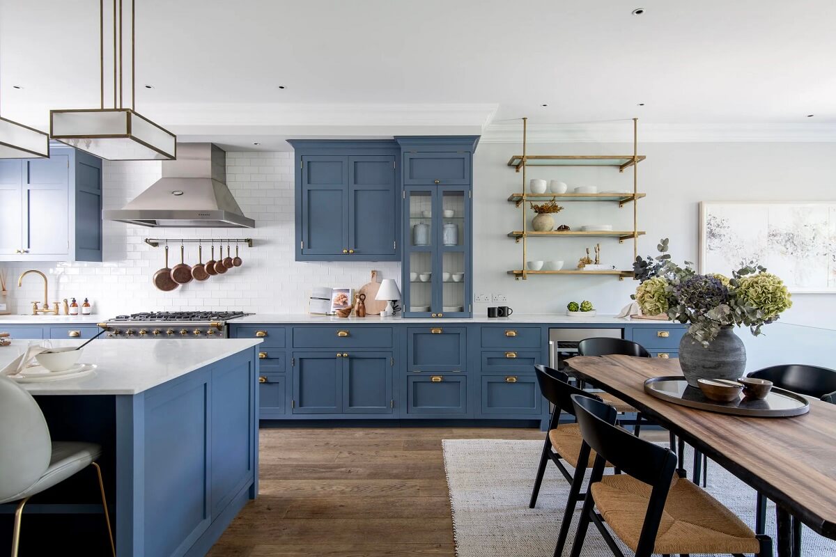cuisine bleue shaker décoration contemporaine
