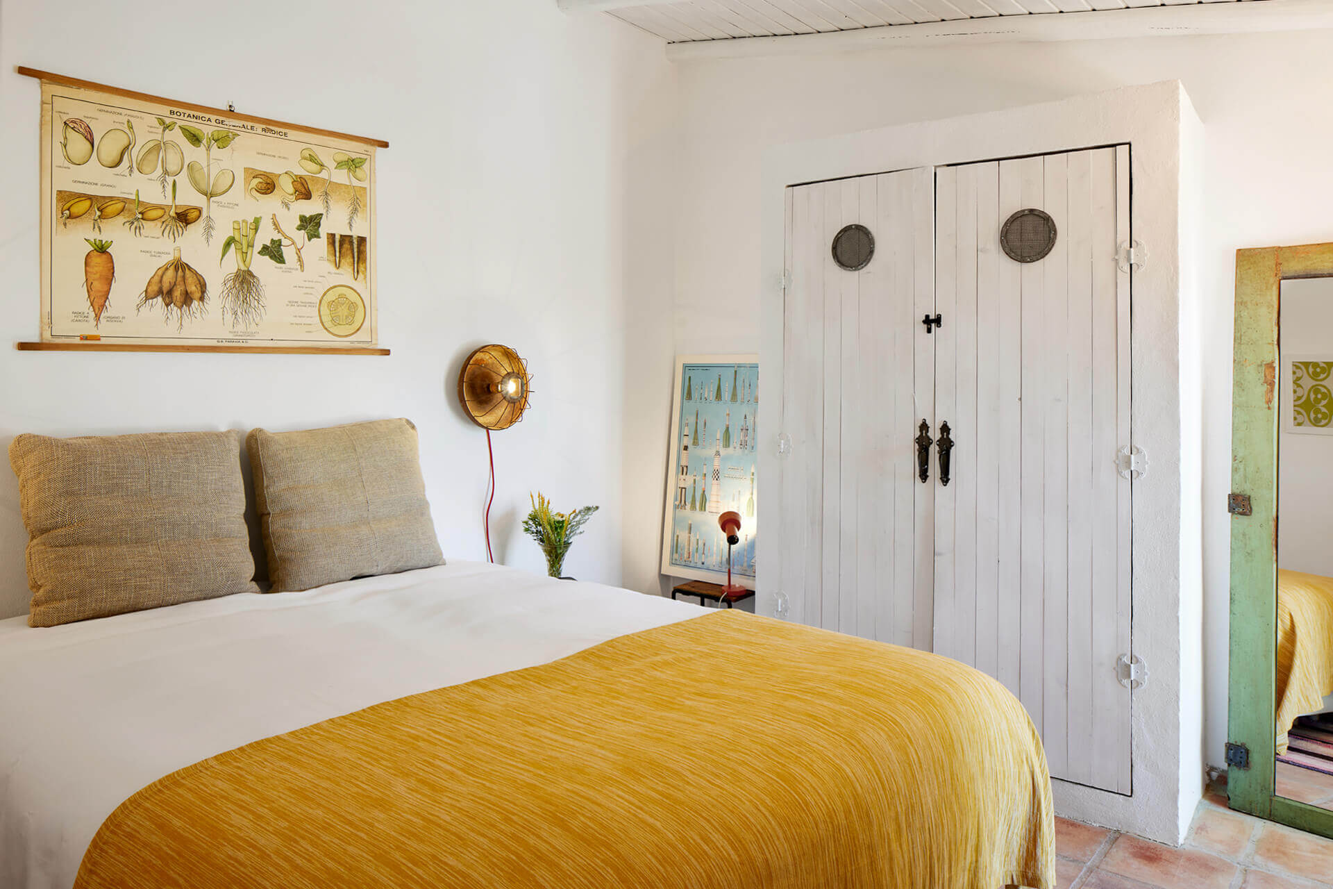 chambre décoration vintage maison de vacances au Portugal