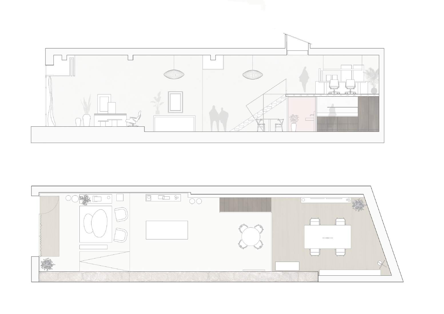 plan maison de ville décoration classique chic