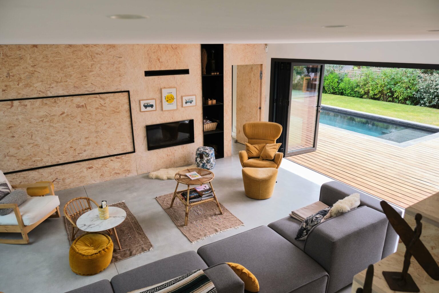 salon décoration contemporaine maison en bois villa Arranca