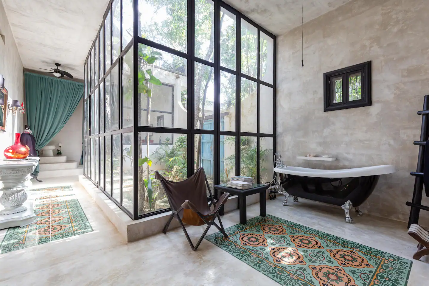 salle de bain rétro maison Tulum Airbnb Instagram salle de bain rétro maison Tulum Airbnb Instagram