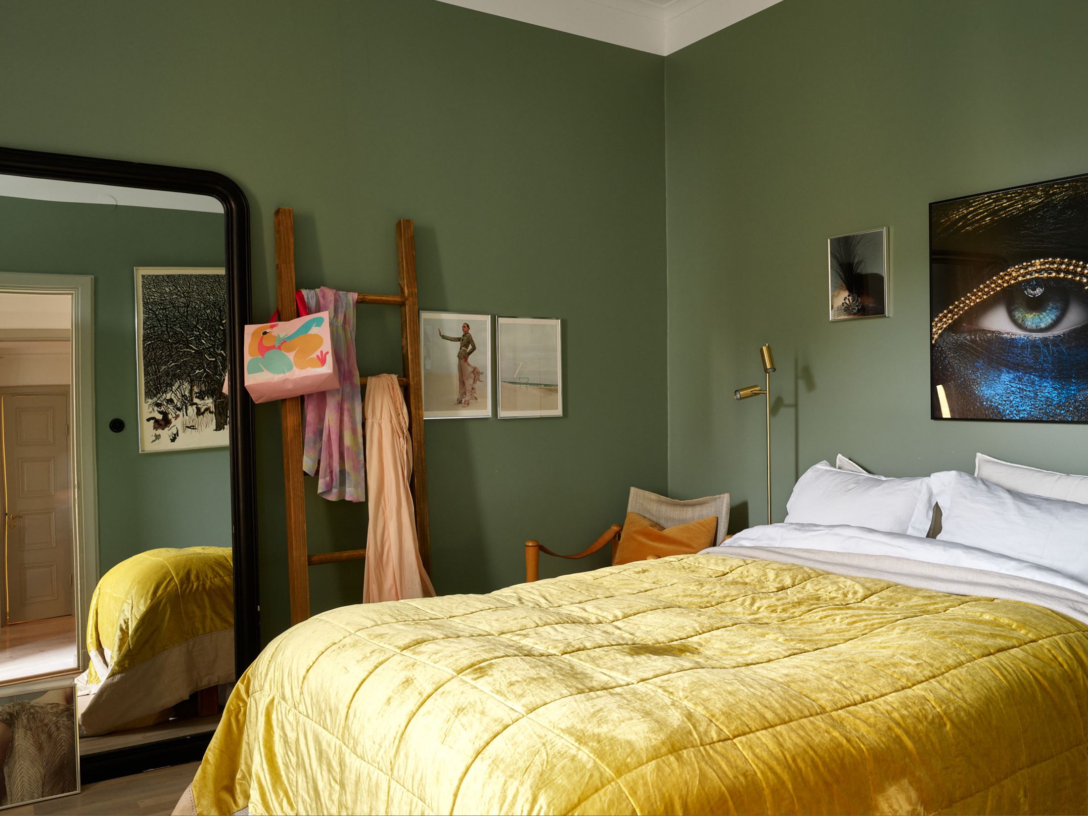 chambre murs verts