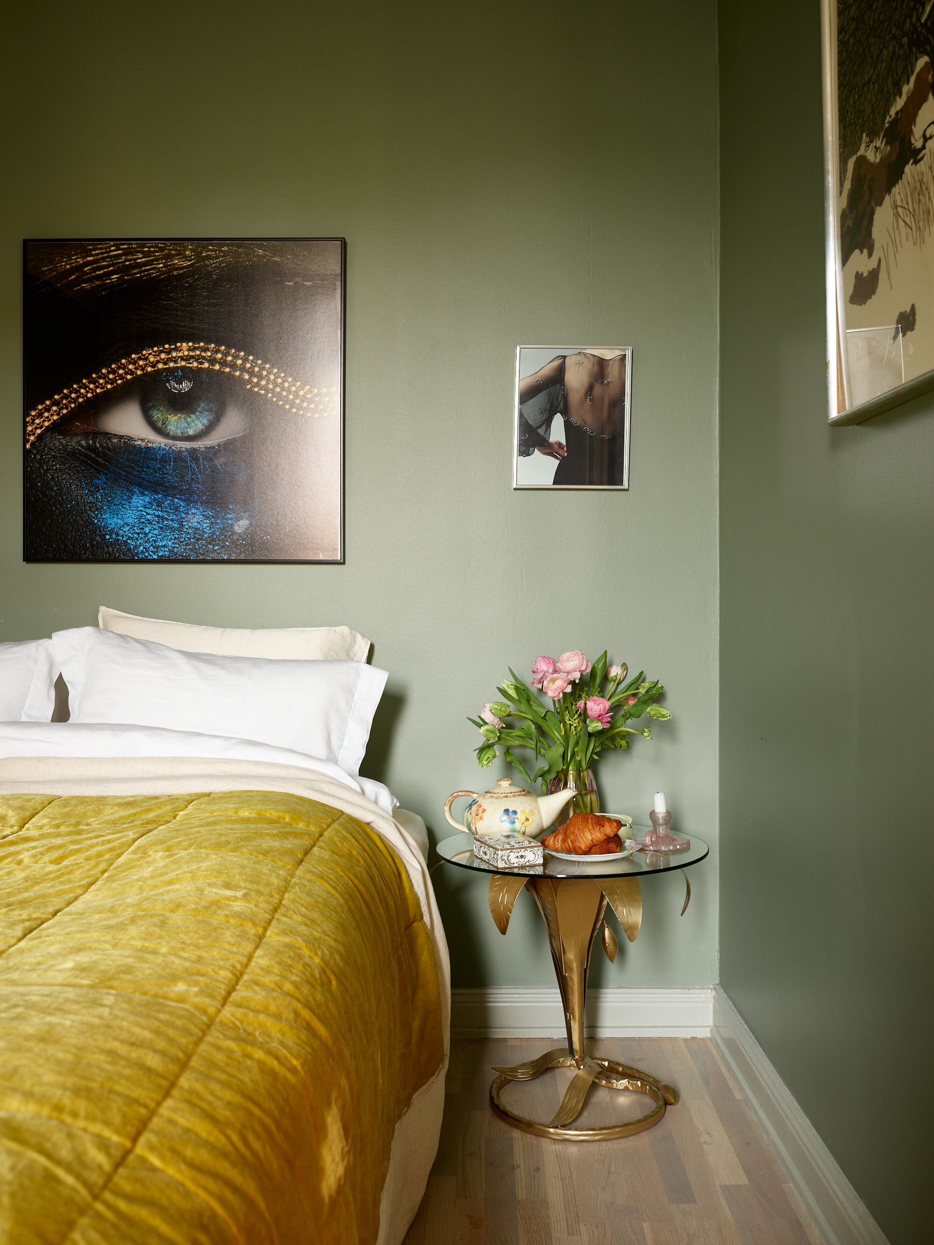 chambre murs verts