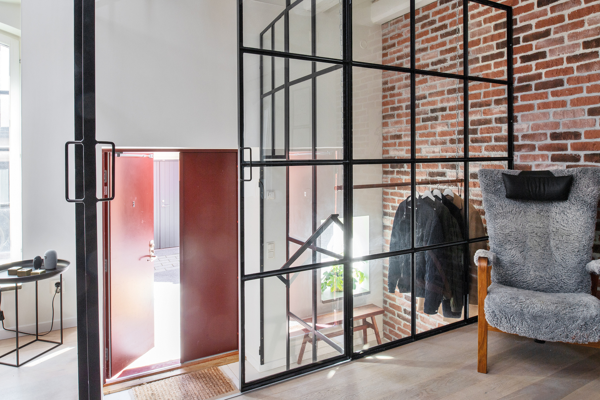 entrée salon avec verrière petit loft 67m2