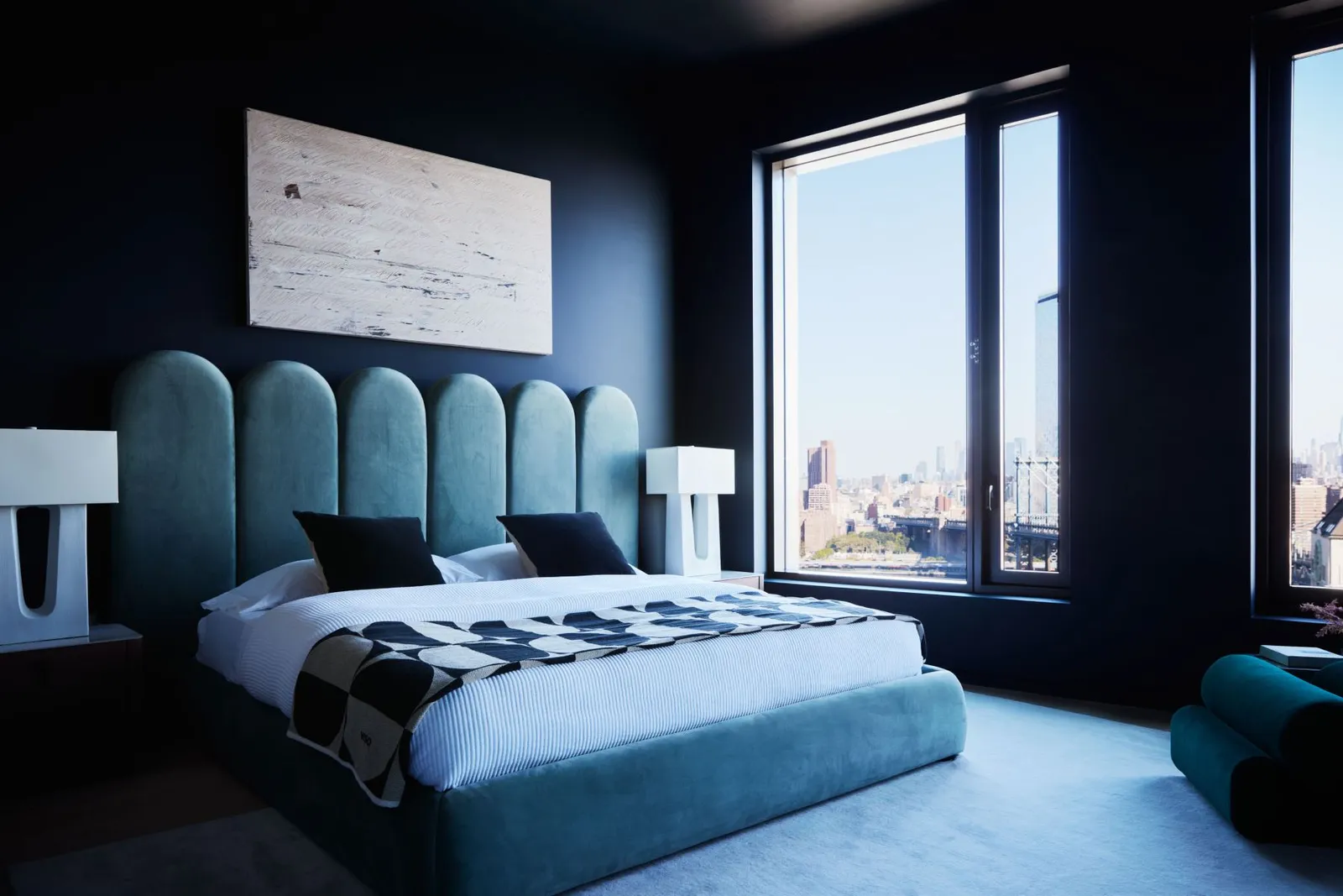 chambre décoration design et bleue
