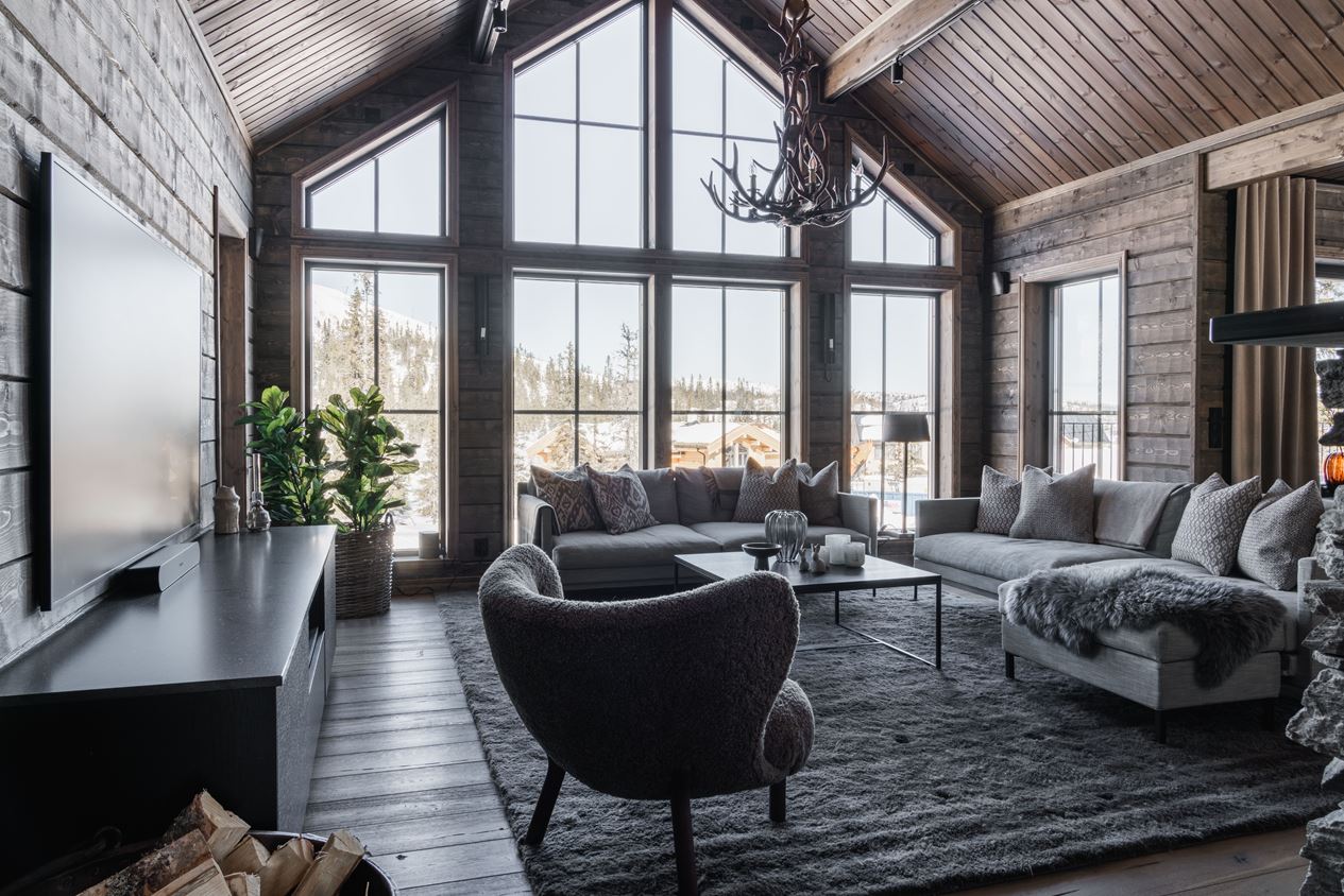 salon maison en bois chalet à la montagne