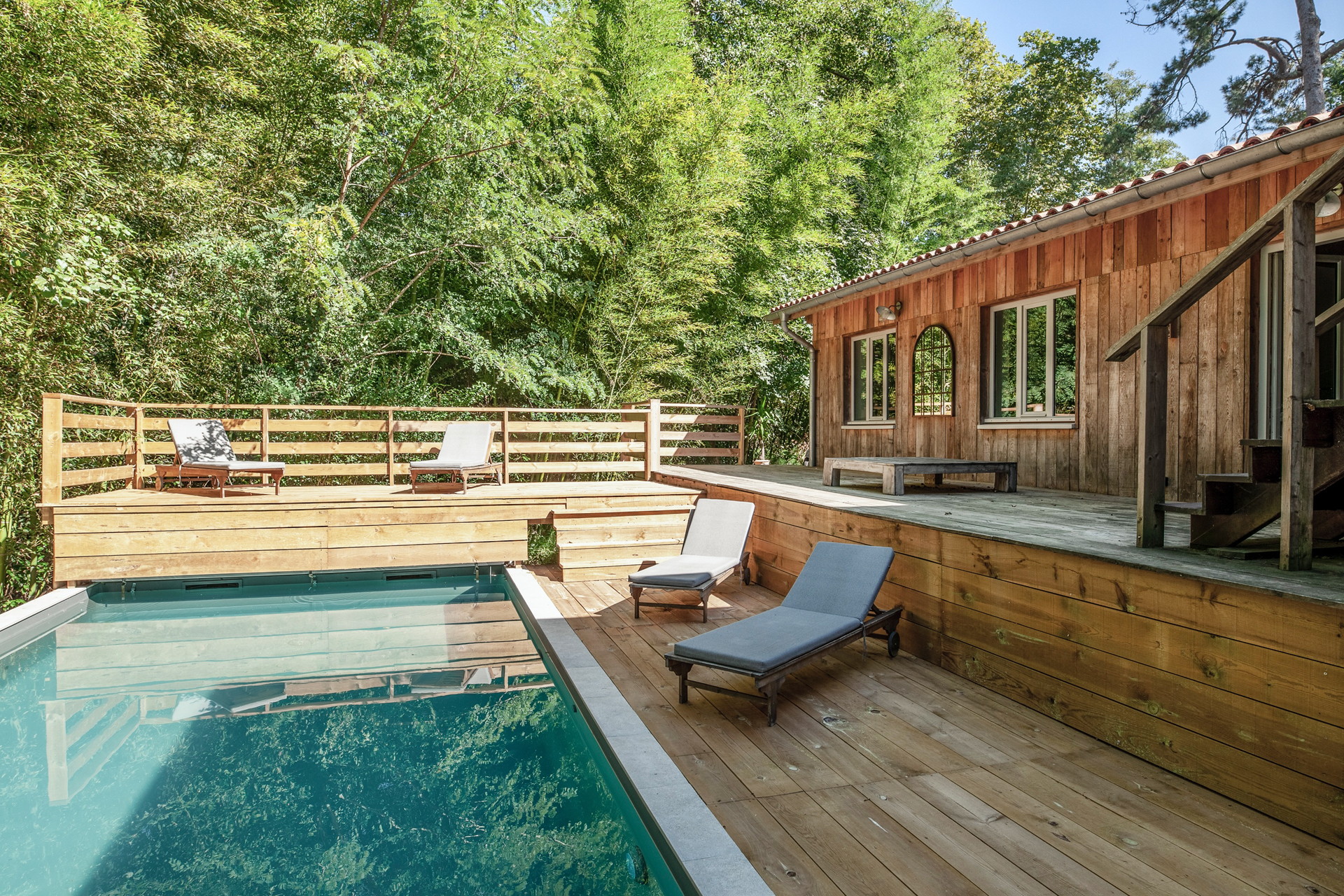 terrasse maison en bois cabane du Moulin