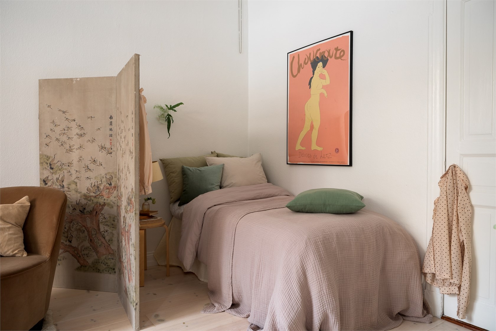 espace chambre studio 33m2 décoration vintage