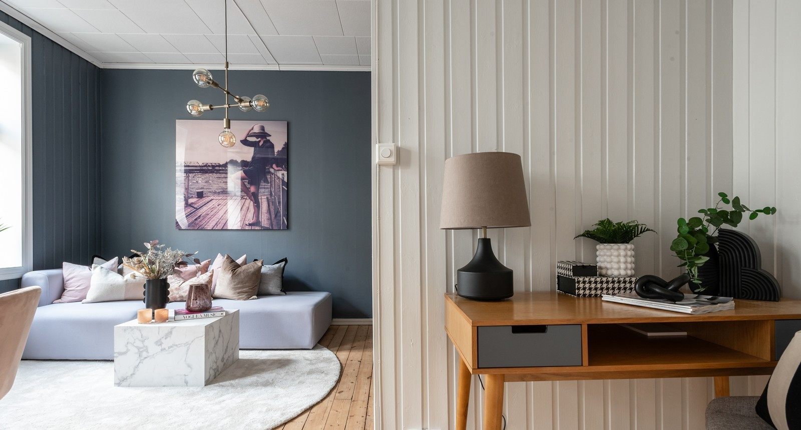 salon mur bleu appartement 45m2 décoration scandinave salon mur bleu appartement 45m2 décoration scandinave