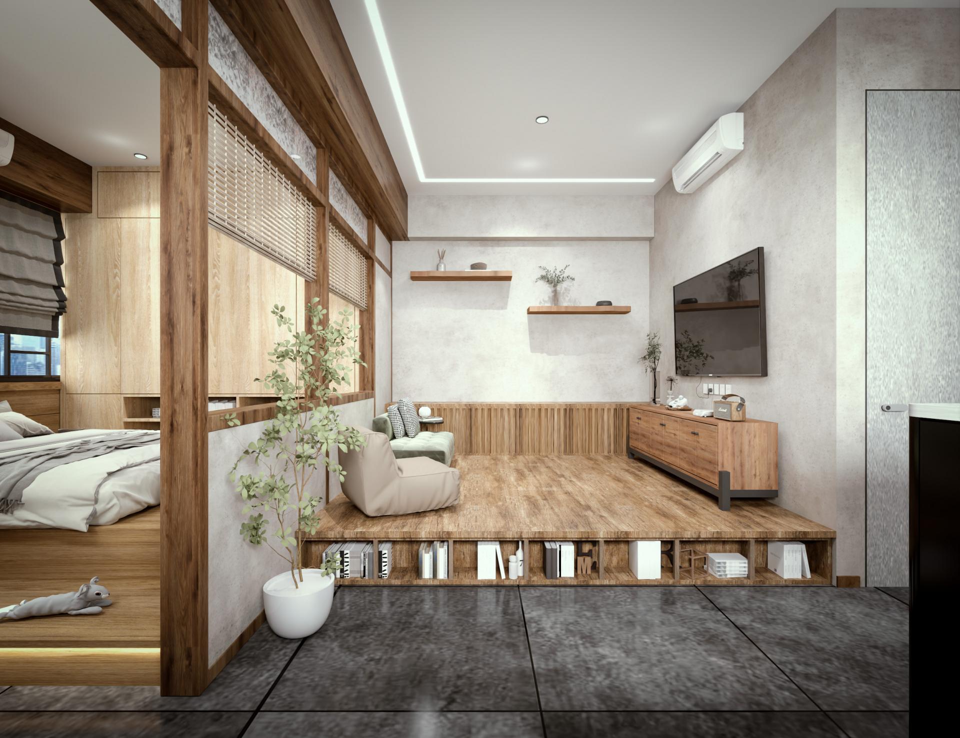 salon décoration zen appartement 36m2
