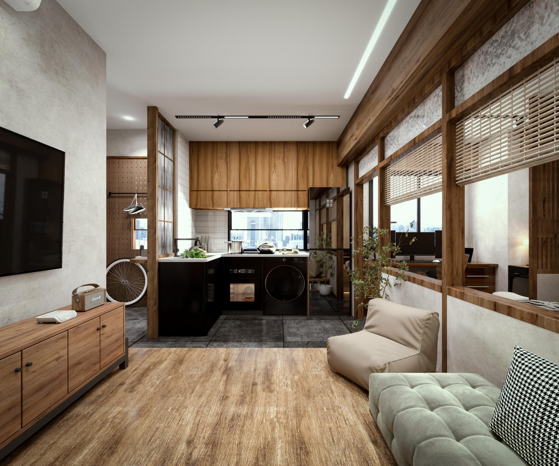 salon décoration zen appartement 36m2
