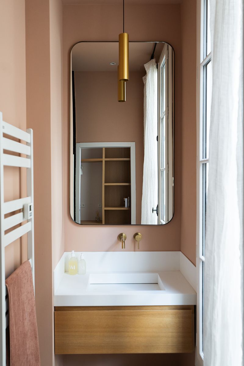 salle de bain couleur rose et bois salle de bain couleur rose et bois
