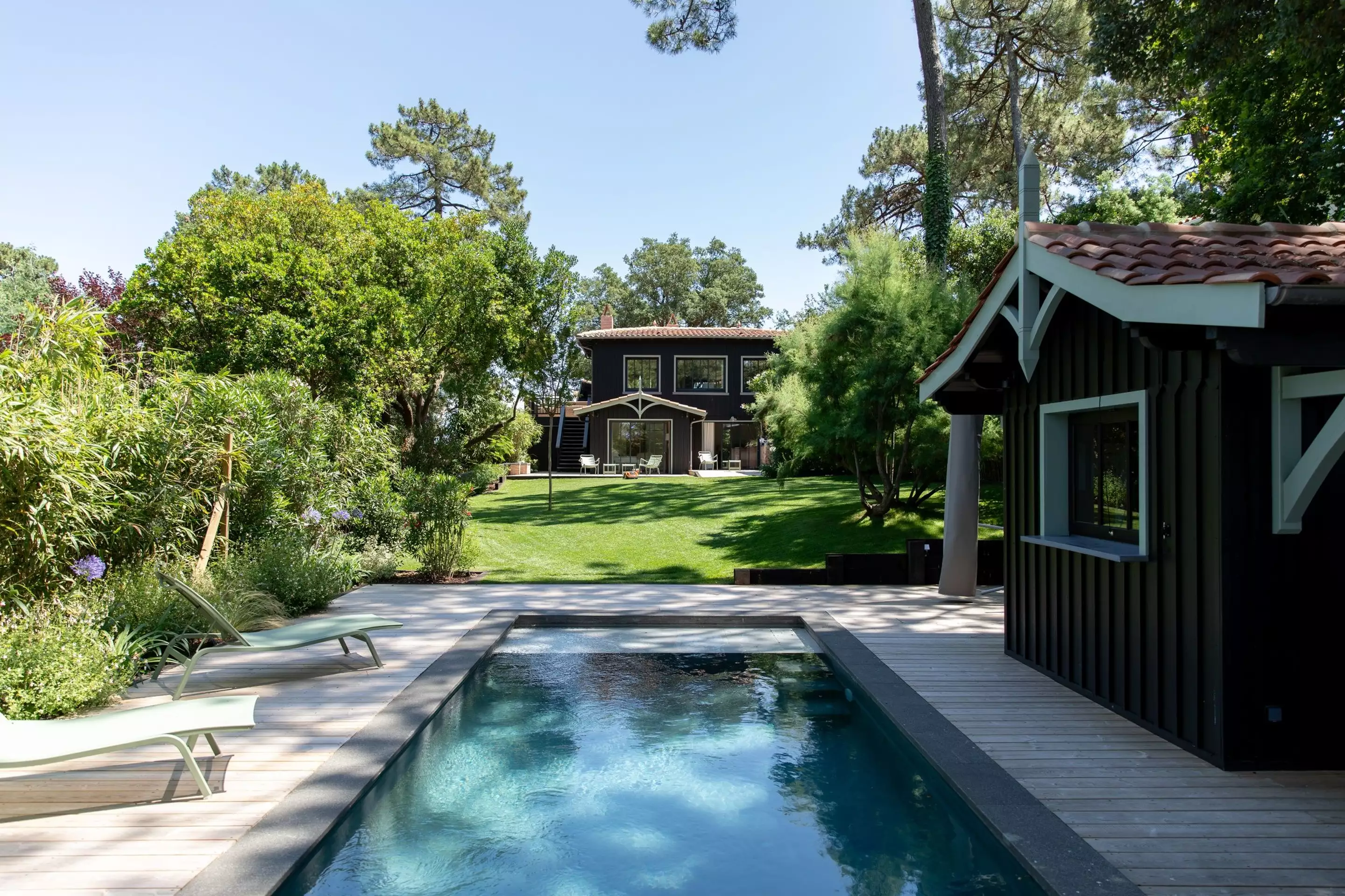 jardin avec piscine maison en bois villa Mélyne Cap Ferret jardin avec piscine maison en bois villa Mélyne Cap Ferret