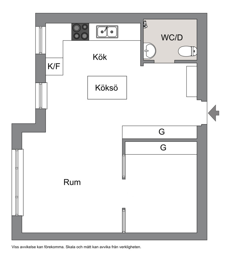 plan studio 35m2 transformé en deux-pièces
