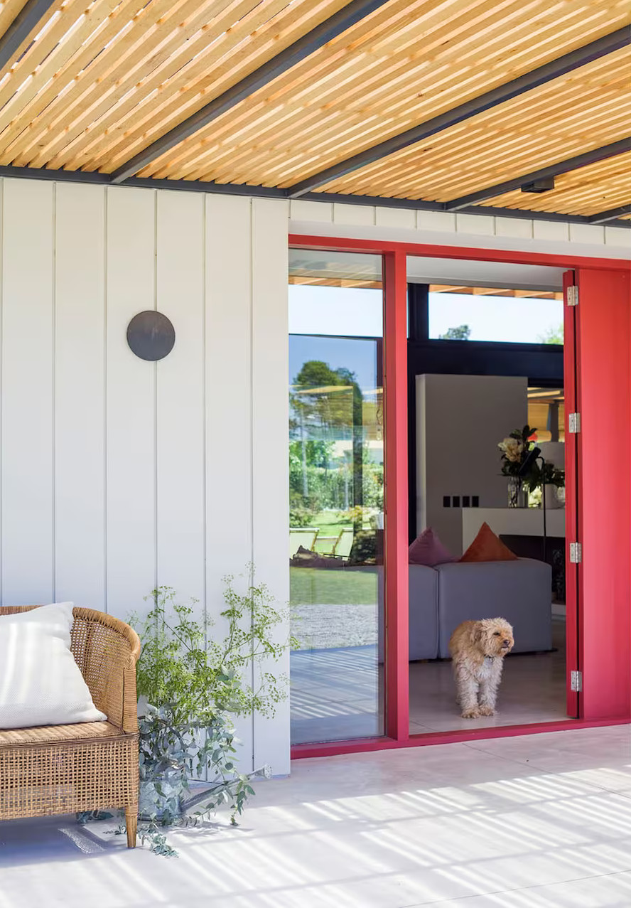 terrasse maison architecte avec pergola acier