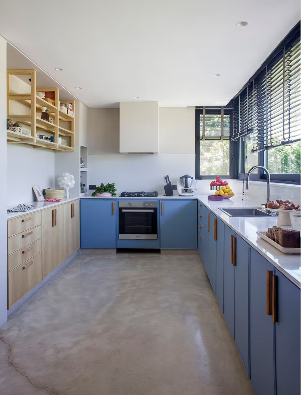 cuisine bleue maison architecte