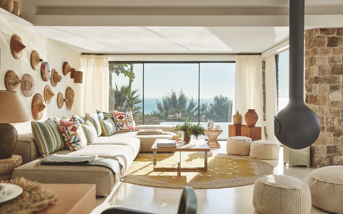 salon maison en pierres Villa Punta Paloma Tarifa