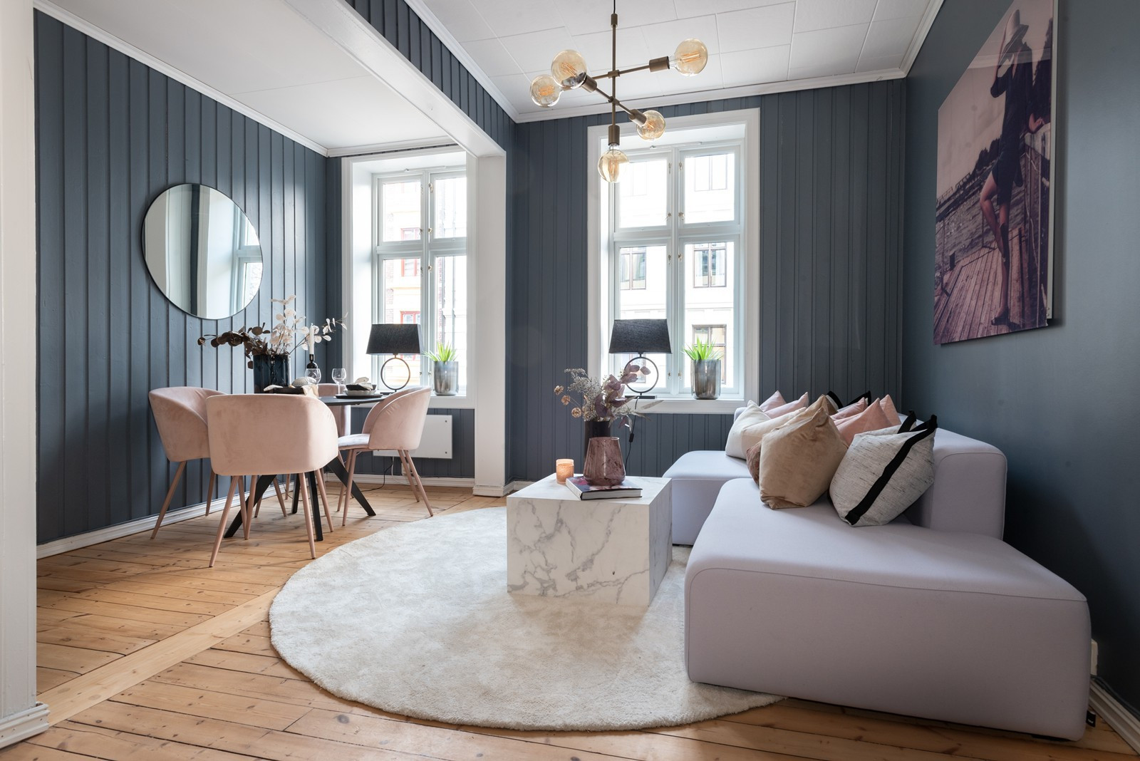 salon mur bleu appartement 45m2 décoration scandinave salon mur bleu appartement 45m2 décoration scandinave