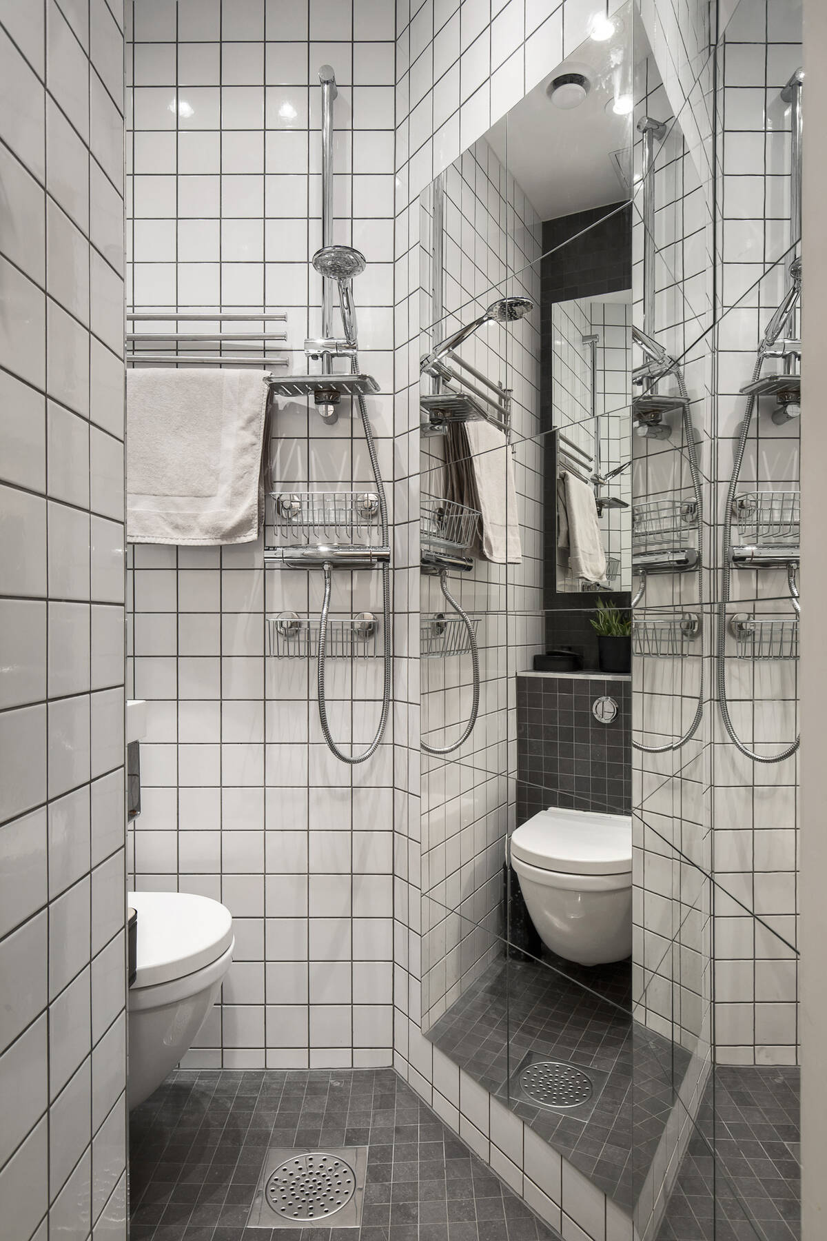 salle d'eau blanche et grise appartement 48m2