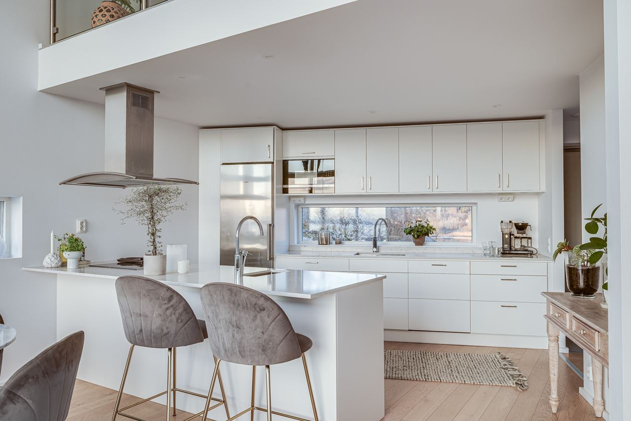 cuisine blanche design maison architecte 89m2