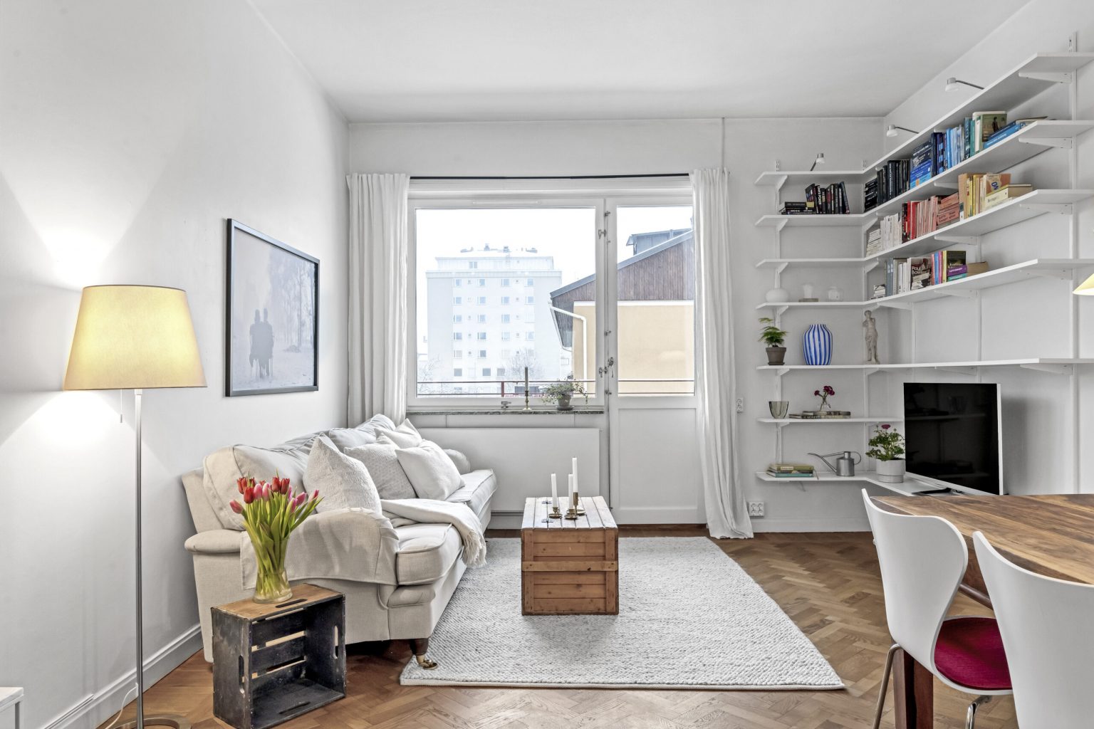 salon décoration scandinave deux-pièces 49m2
