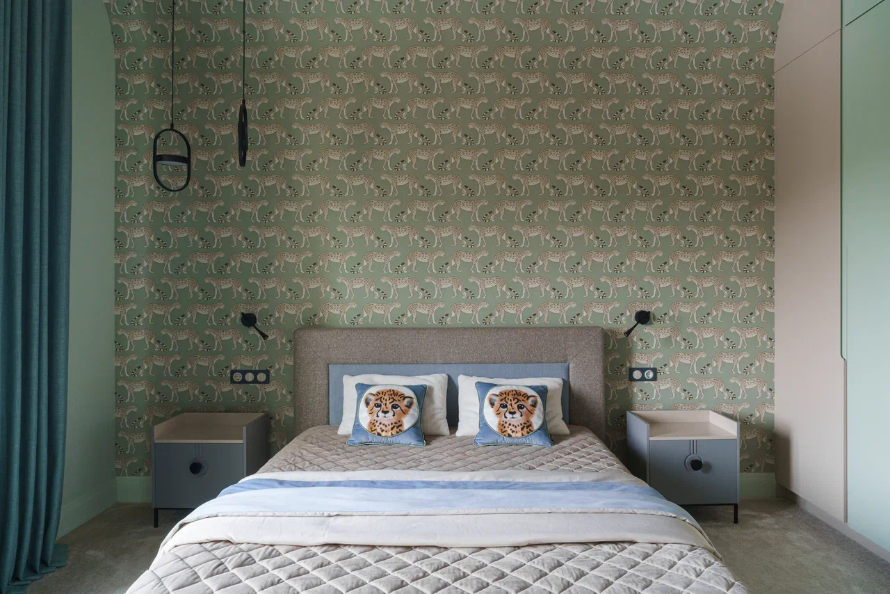 chambre papier-peint vert