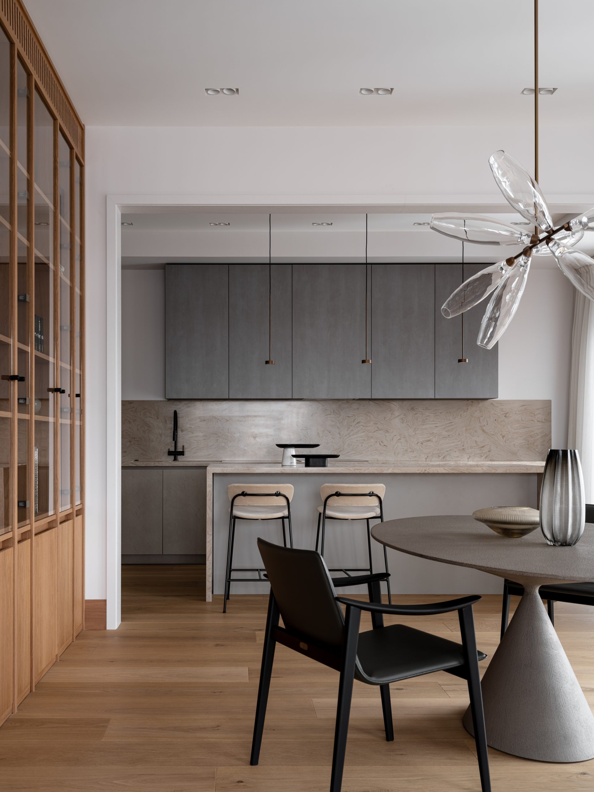 cuisine grise et salle à manger décoration design et contemporaine