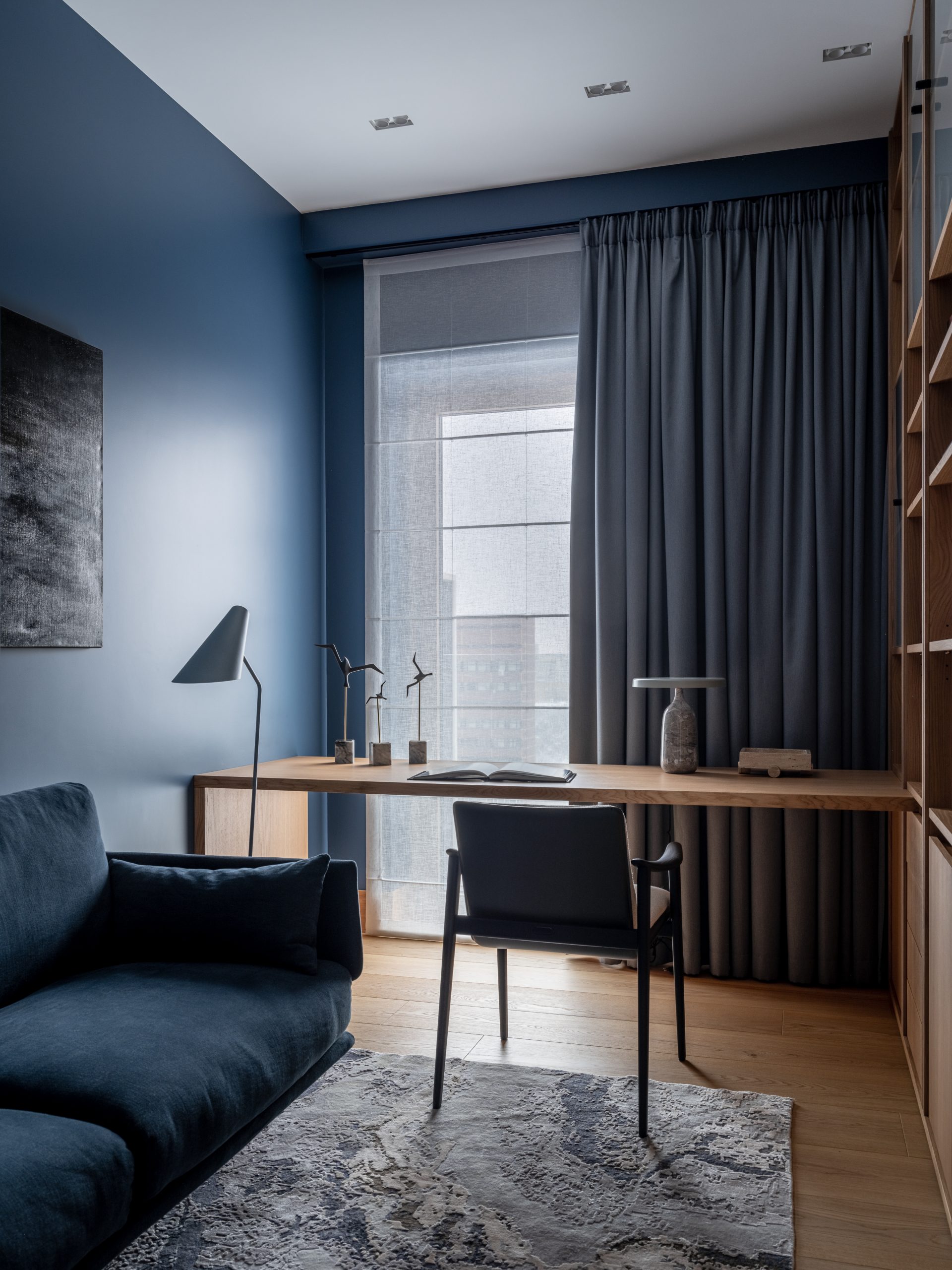 bureau murs bleus