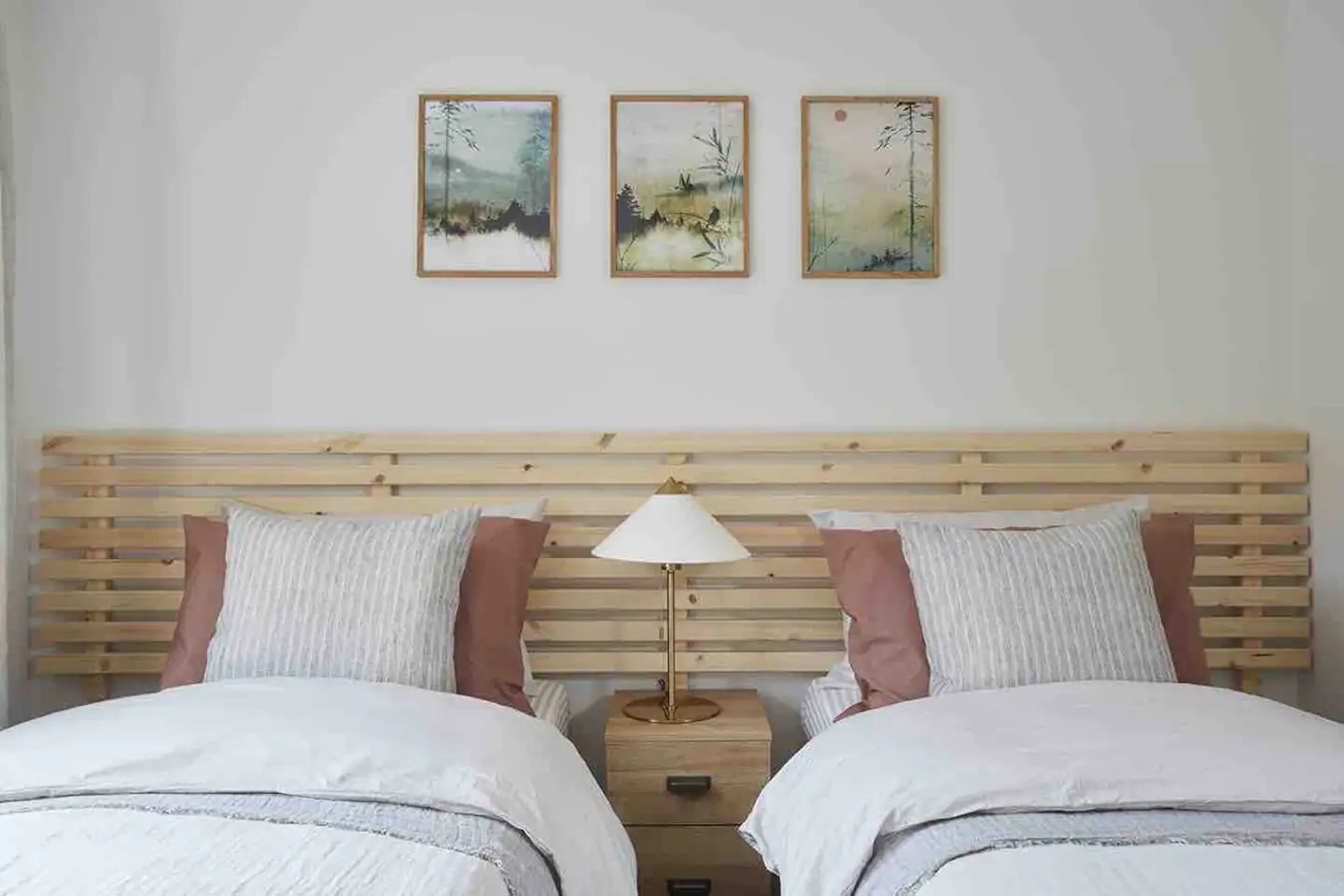 chambre à deux lits maison en bois île de Wight chambre à deux lits maison en bois île de Wight