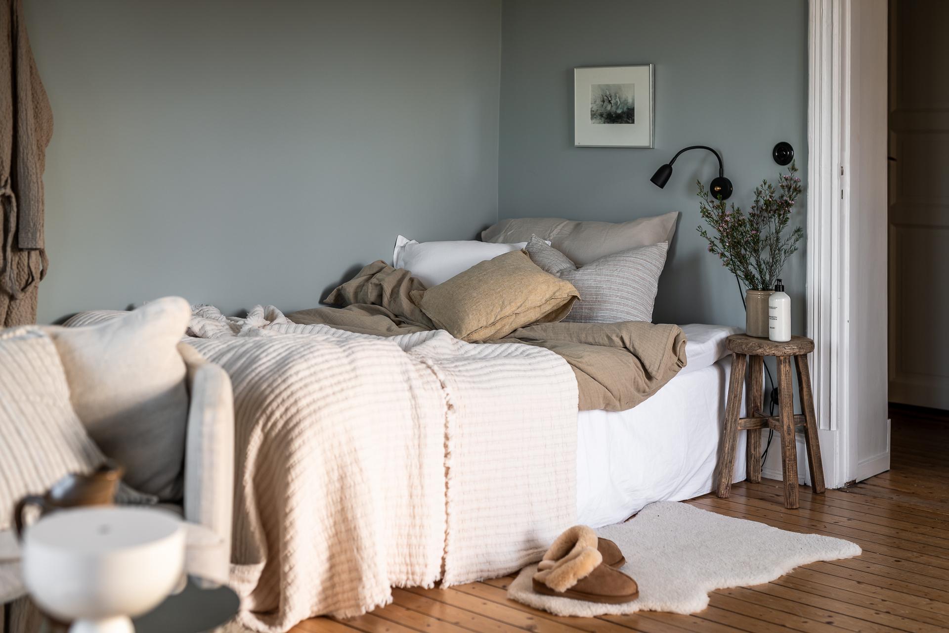 chambre murs verts