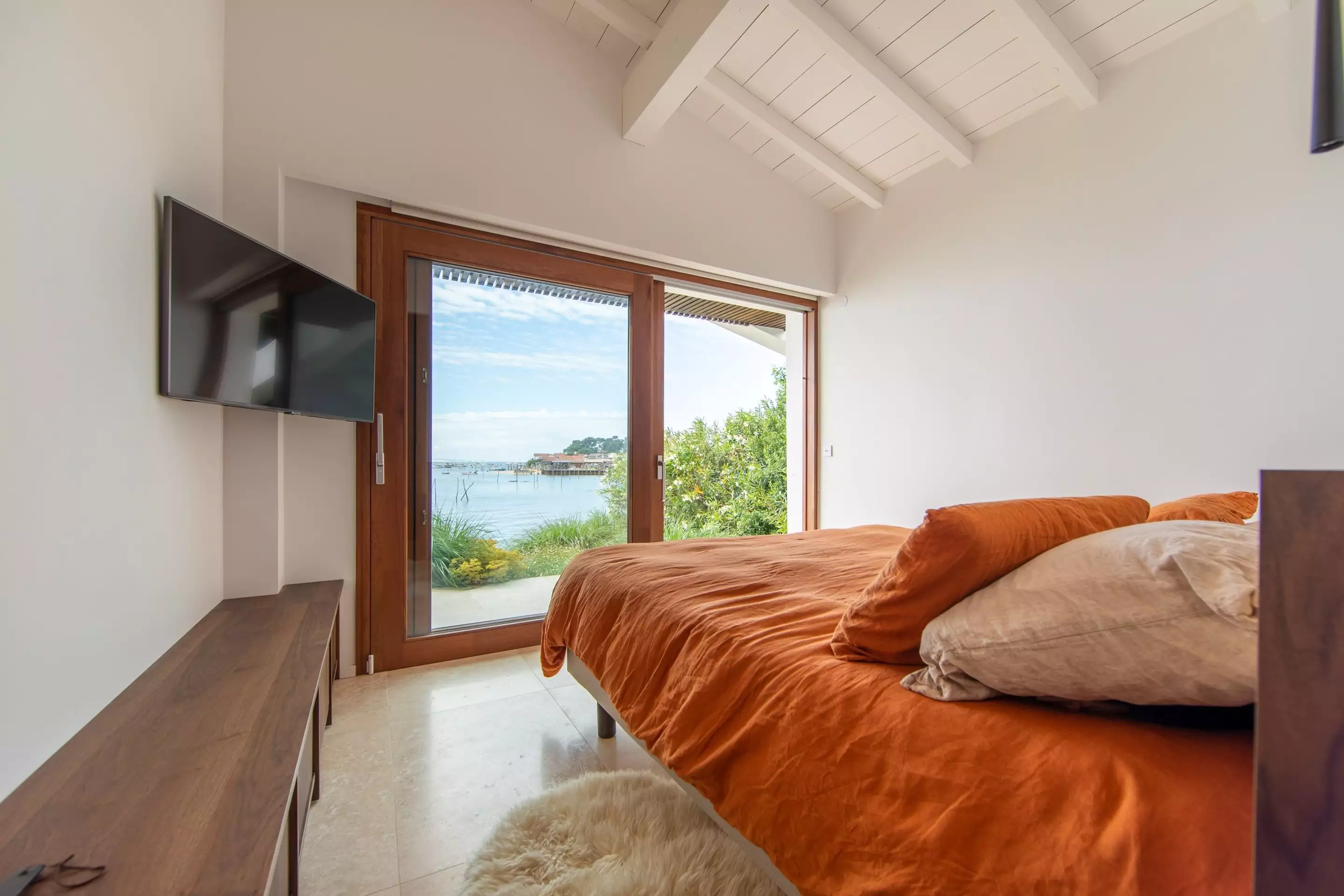 chambre décoration contemporaine villa Astoria le Cap Ferret