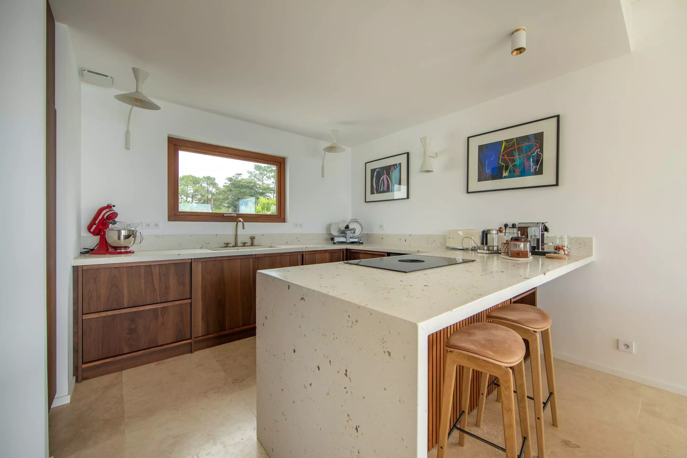 cuisine îlot béton terrazzo villa Astoria le Cap Ferret