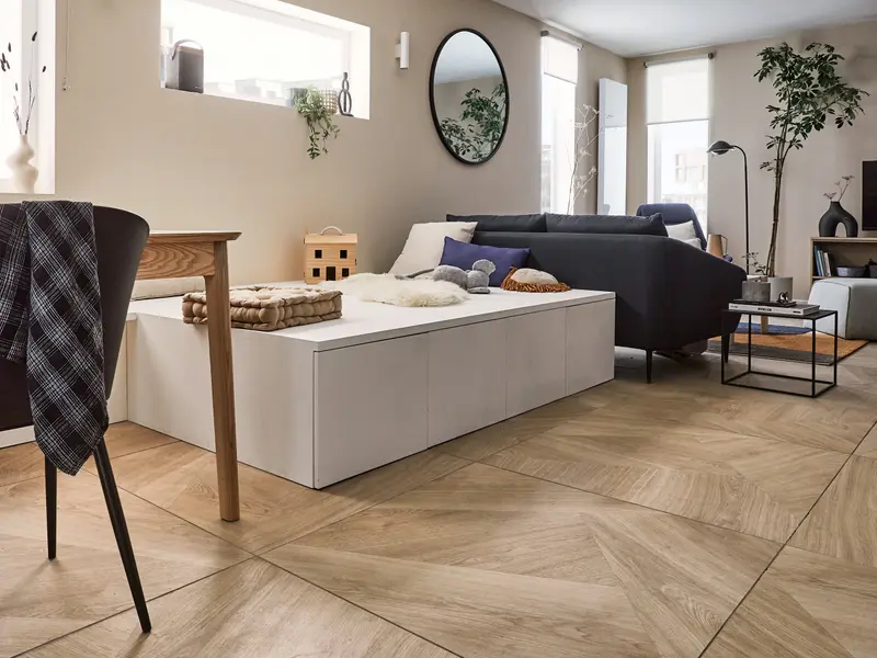 salon sol carrelage imitation bois