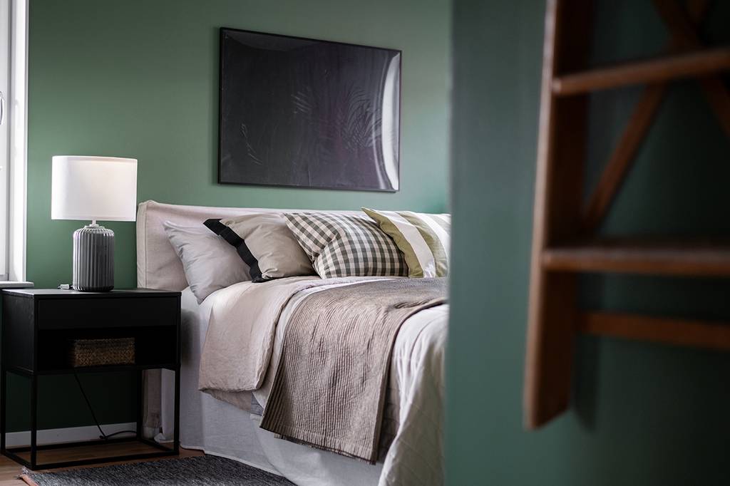 chambre décoration moderne et verte