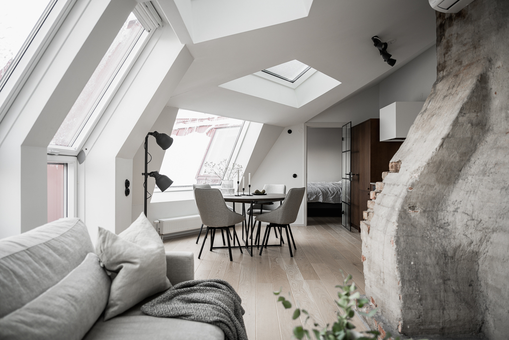 salon deux-pièces 35m2 mansardé décoration design