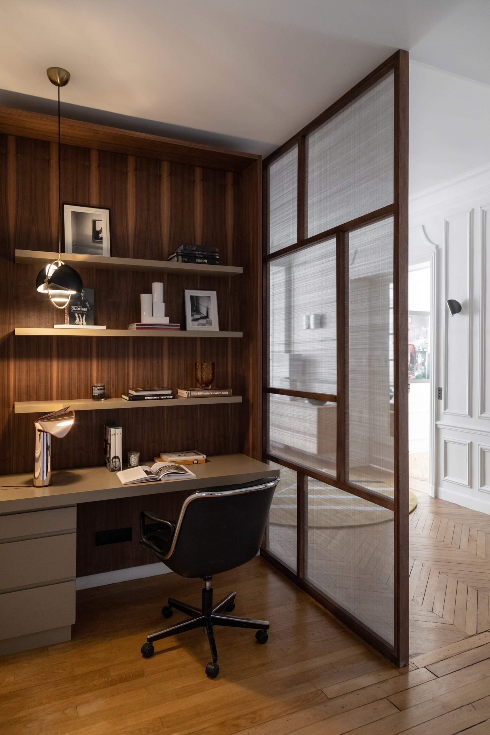 espace bureau avec verrière bois