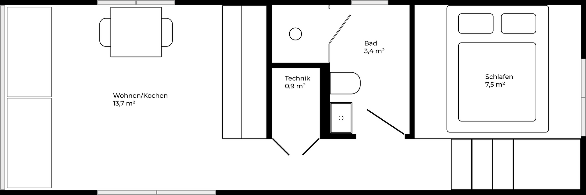 plan tiny house 25m2 LOVT