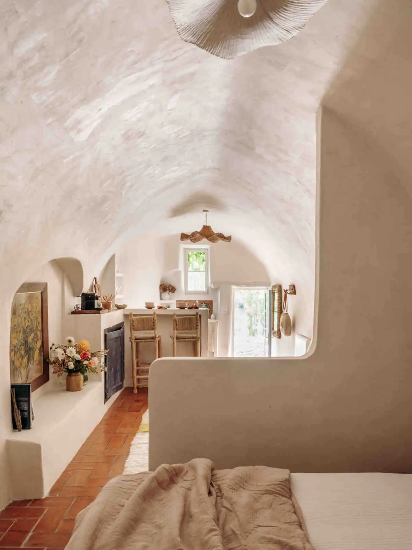 chambre plafond voûté décoration rustique chic Maisons Clotilde