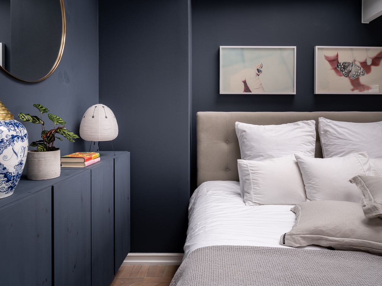 chambre murs bleus