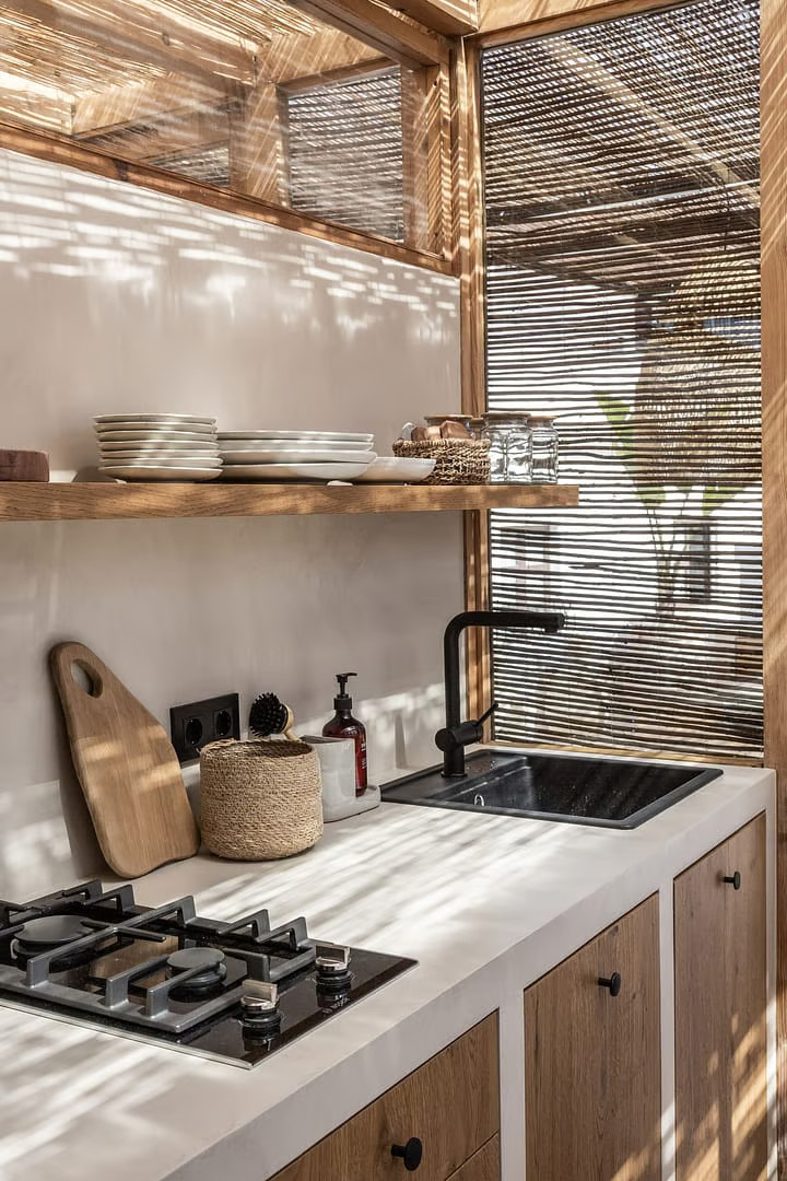 cuisine d'été avec pergola