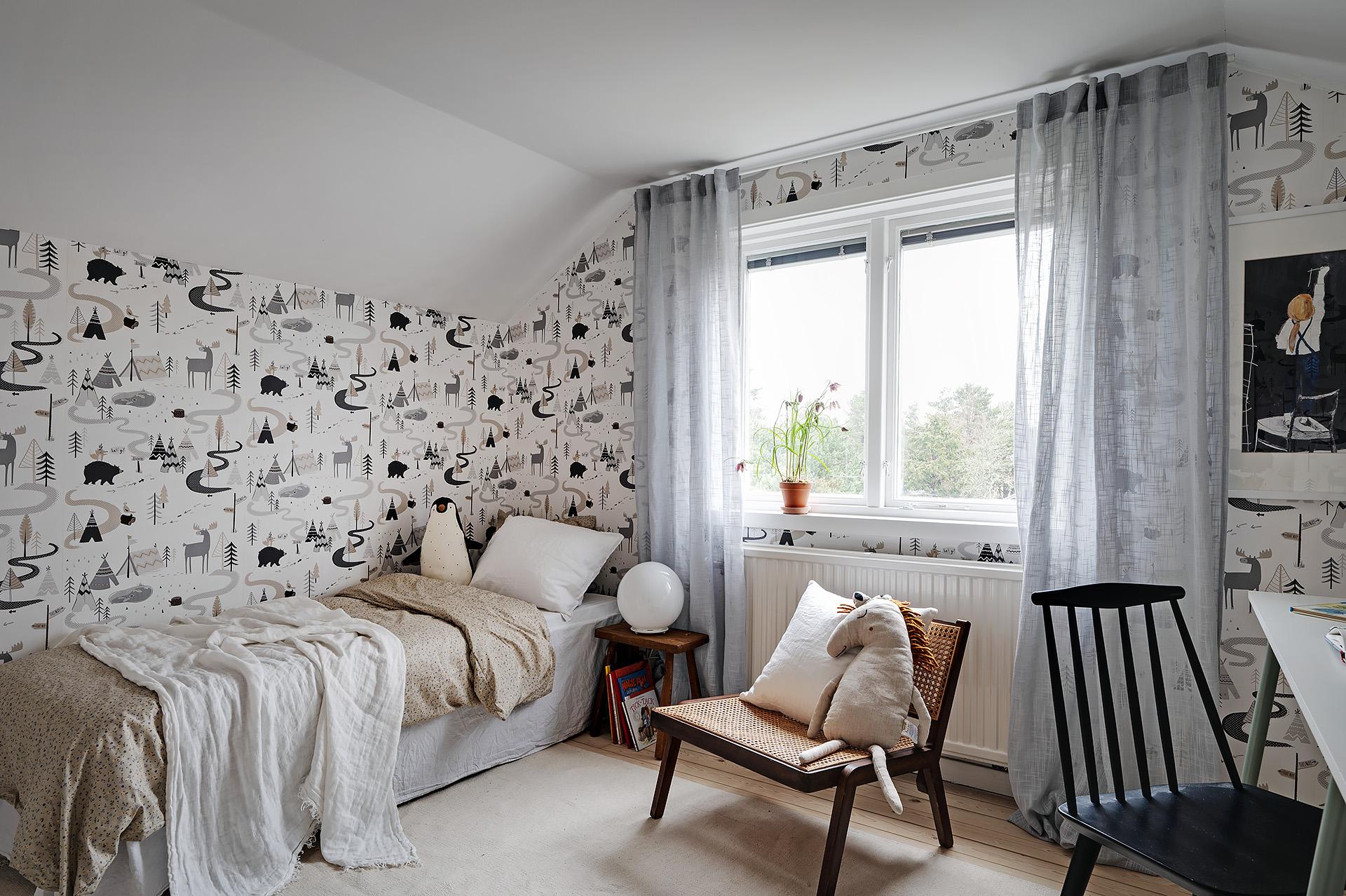 chambre enfant avec papier-peint décoration scandinave contemporaine chambre enfant avec papier-peint décoration scandinave contemporaine